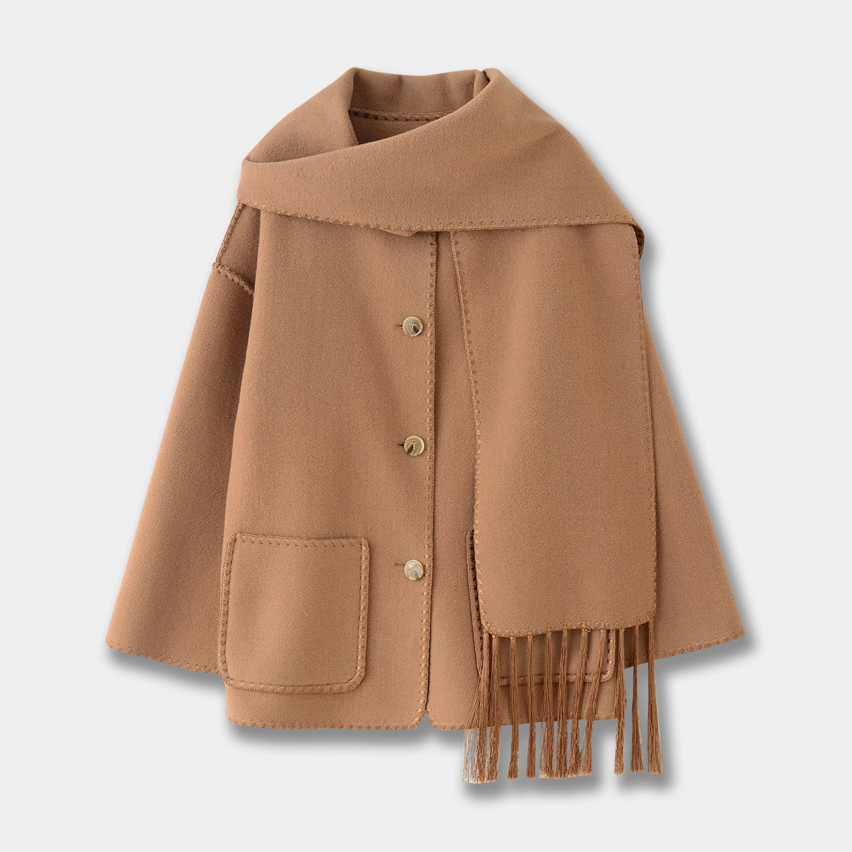 LANA PARIS | Veste à écharpe brodé beige